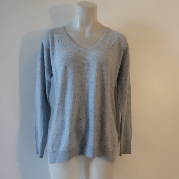 Womens Project 100% Cashmere Speckled Blue V-Neck Sweater L - Picture 1 of 6